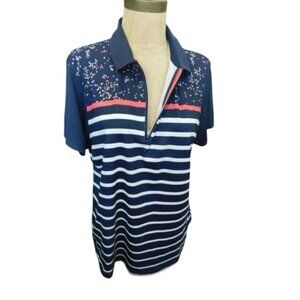 Callaway Size L Large Ladies Collared Short Sleeve Sporty Golf Activewear Top